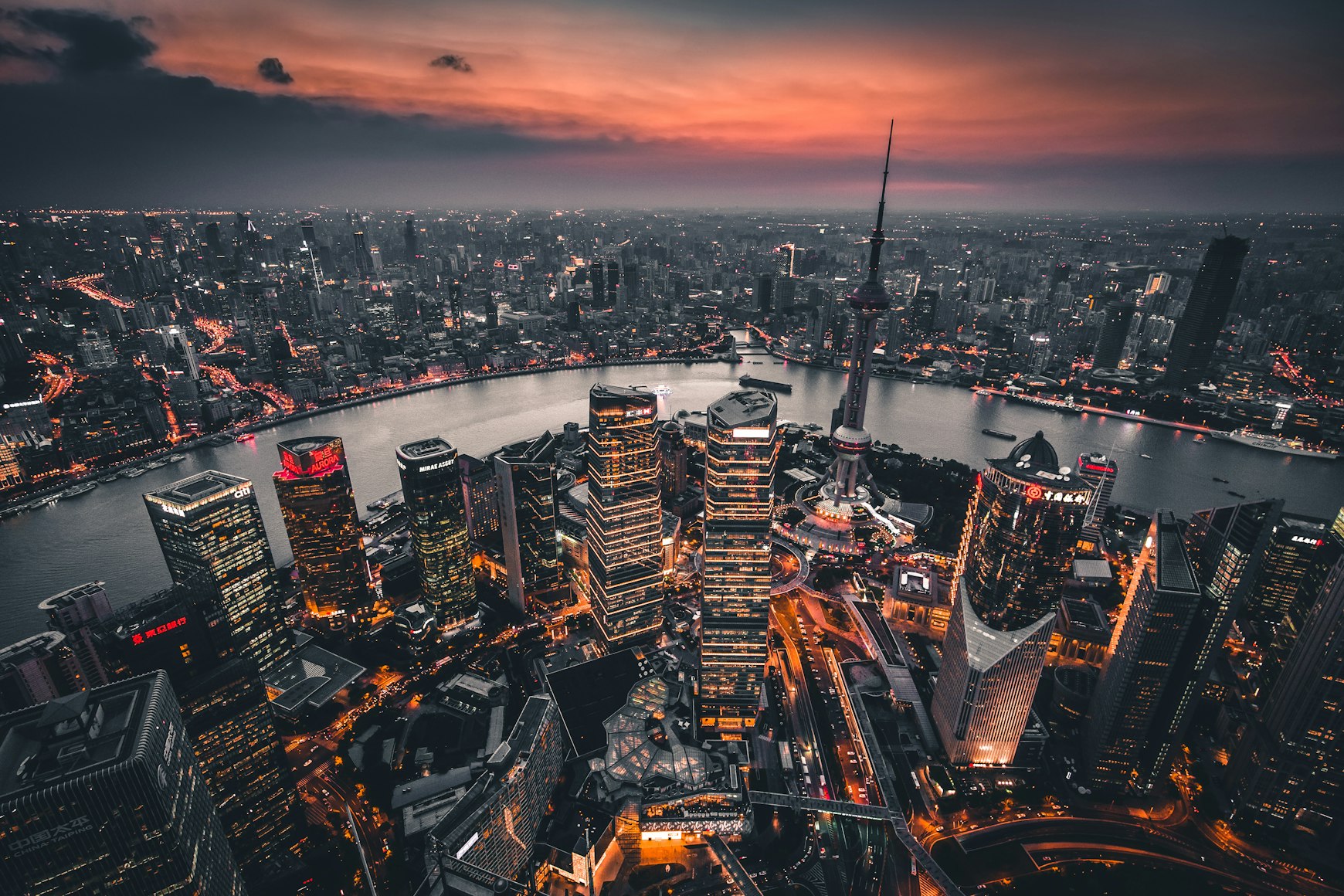Shanghai Pudong skyline with Oriental Pearl Tower